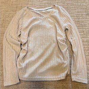 SHEIN Cream Ribbed Long Sleeve Top